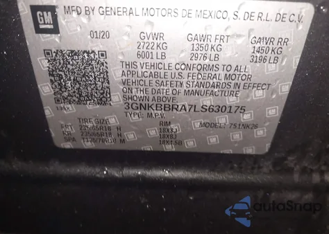 2020 Chevrolet Blazer Fwd 1Lt z USA, uszkodzony, nr VIN 3GNKBBRA7LS630175